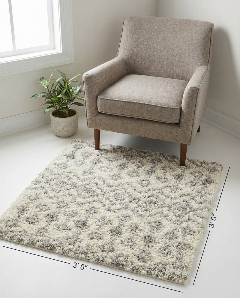 Berber Lattice Shag Collection Area Rug - Atlas (Ivory) Square Ivory  lifestyle 36