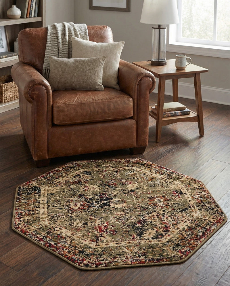 Neptune Elegance Collection Area Rug -  Galatea (Green) Octagon Green  lifestyle 77