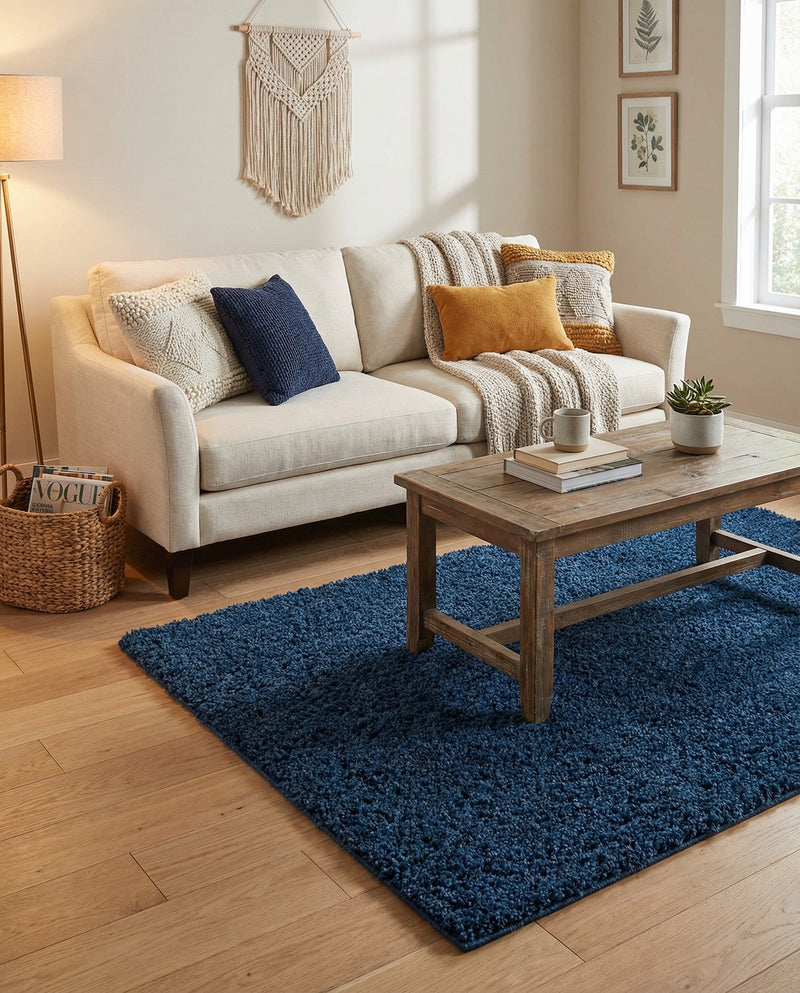 Plush Oasis Collection Area Rug - Serenity (Sapphire Blue) Rectangle Sapphire Blue  lifestyle 7