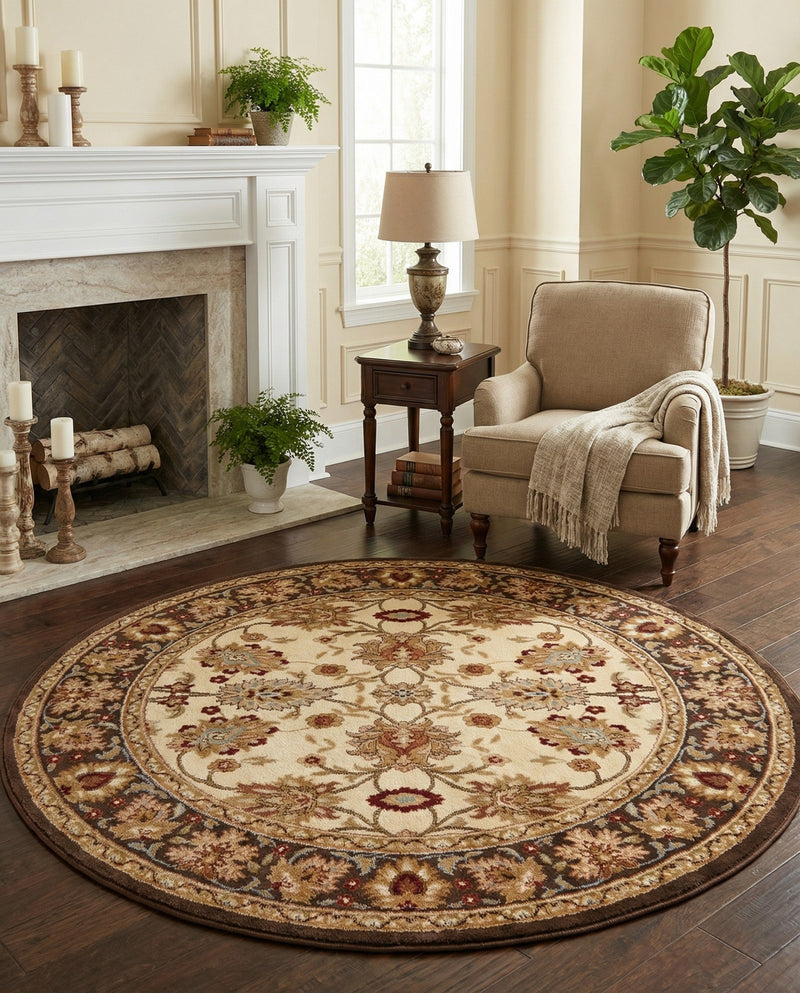 Jaipur Elegance Collection Area Rug -  Jal Round Cream  lifestyle 52