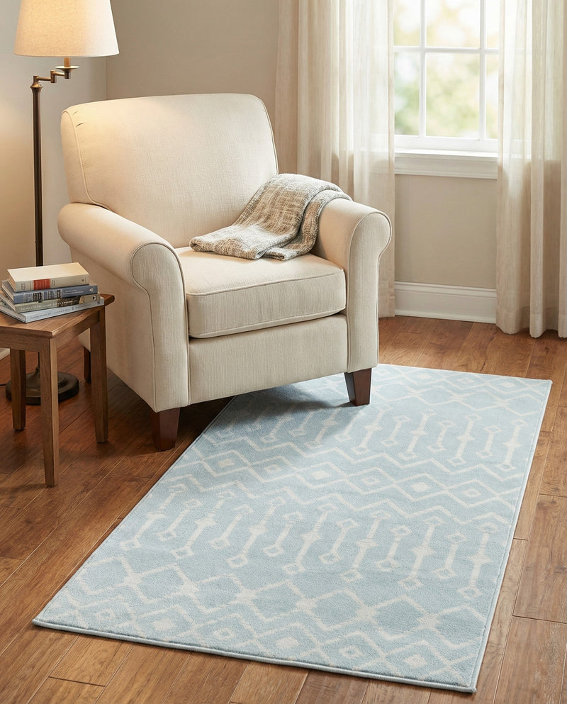 Marrakech Lattice Collection Area Rug - Medina (Light Blue) Rectangle Light Blue  lifestyle 10