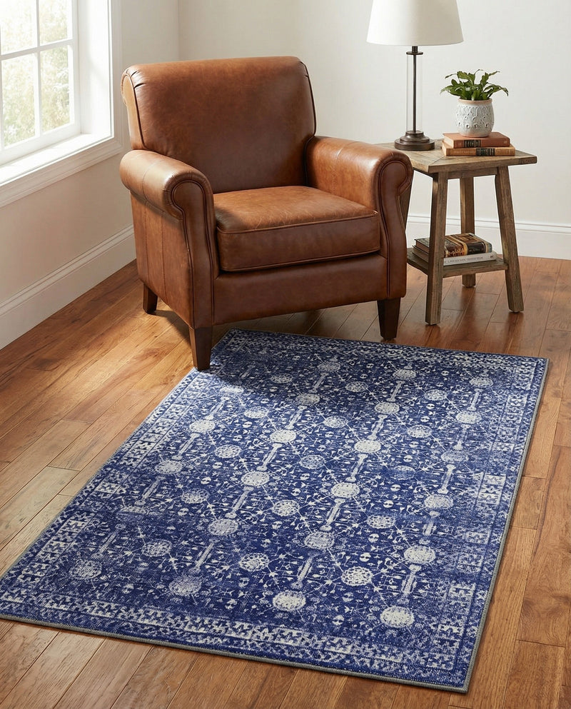 Heritage Elegance Collection Area Rug -  Chatsworth Rectangle Navy Blue  lifestyle 19
