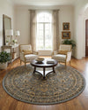 Isfahan Elegance Collection Area Rug - Naghsh-e Jahan (Gray) Round Gray  lifestyle 35