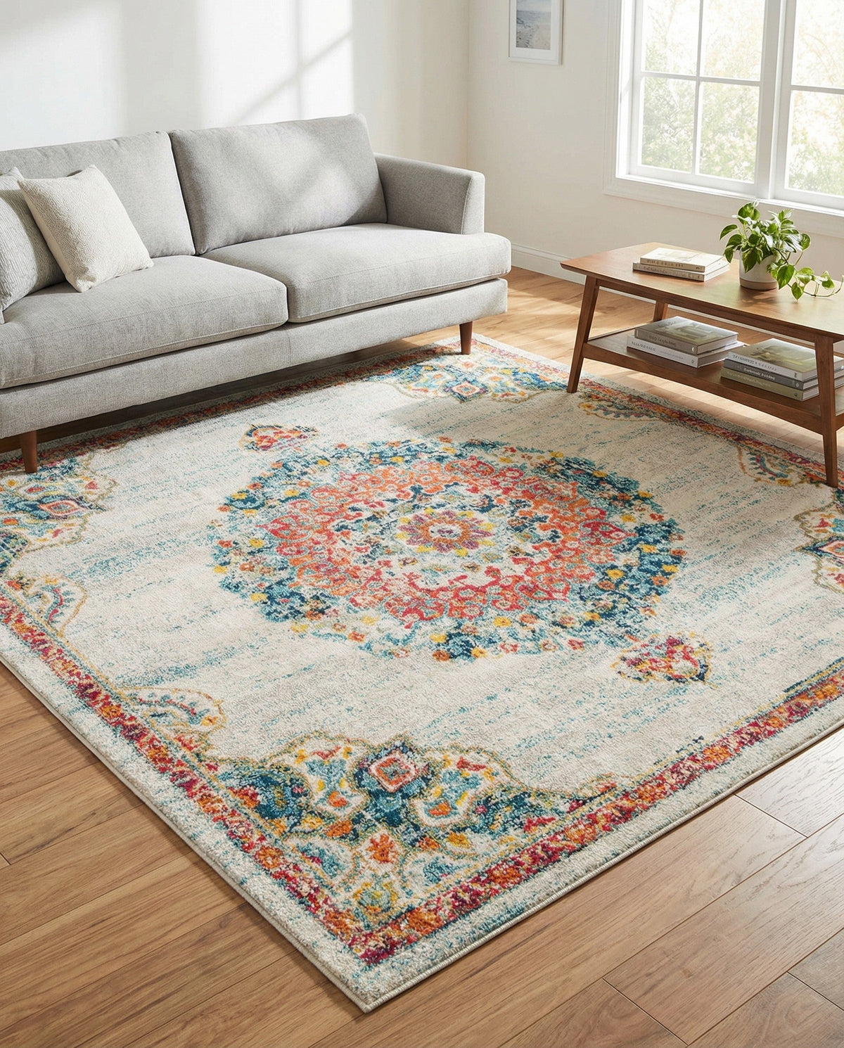Brighton Terrace Collection Area Rug - Hove (Ivory) Square Ivory  lifestyle 32