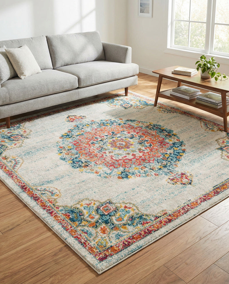Brighton Terrace Collection Area Rug - Hove (Ivory) Square Ivory  lifestyle 32