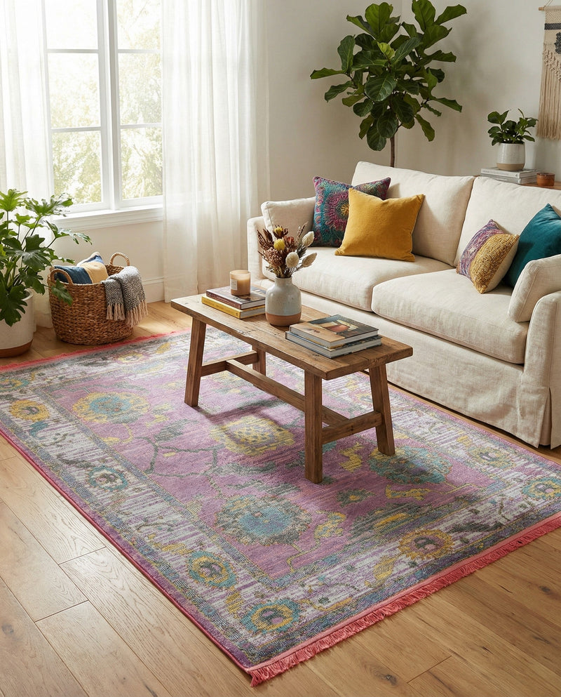 Arcadia Rugs Collection Area Rug - Eden (Pink) Rectangle Pink  lifestyle 23