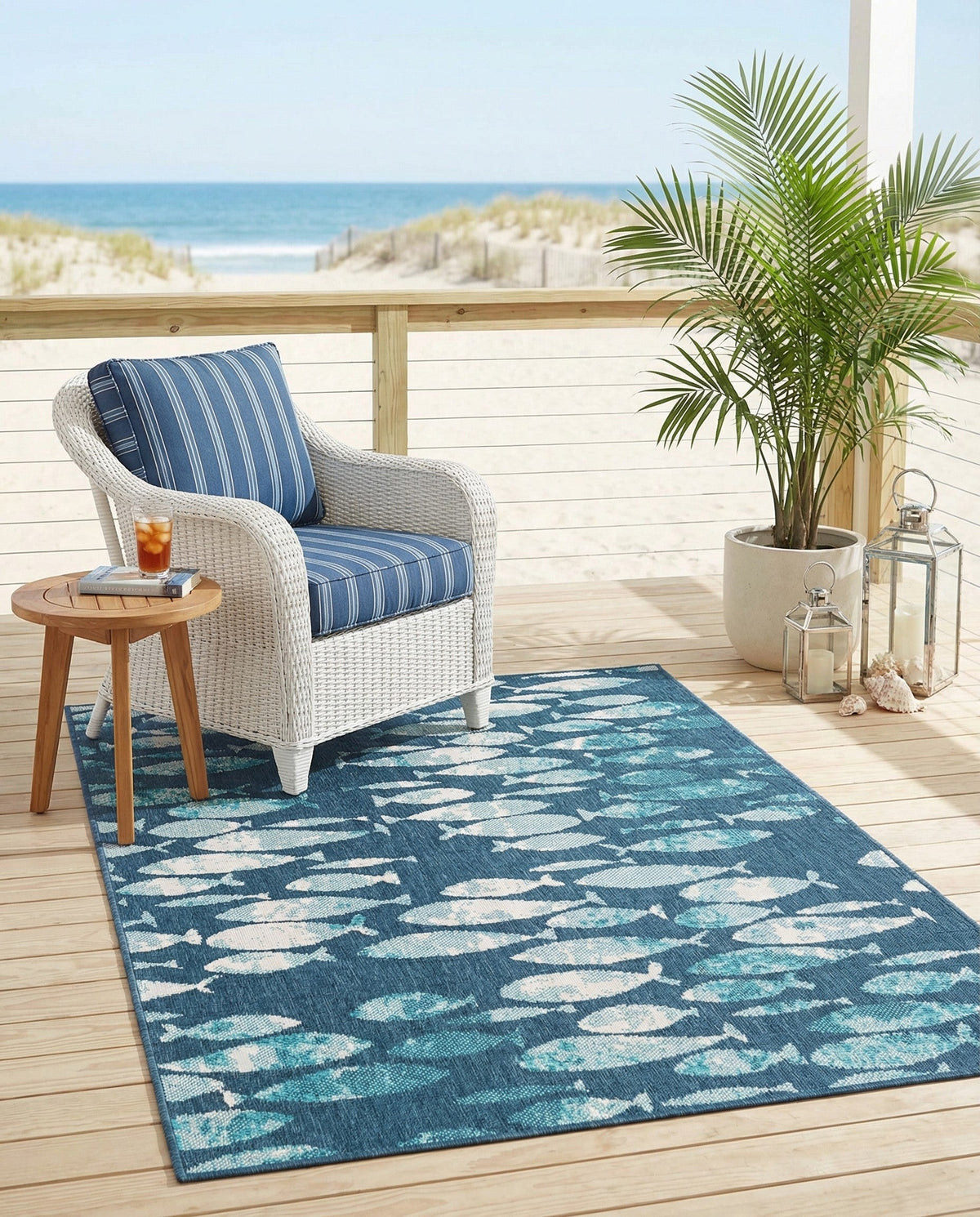 Seaside Haven Rugs Collection Area Rug -  Wavecrest Rectangle Blue  lifestyle 6