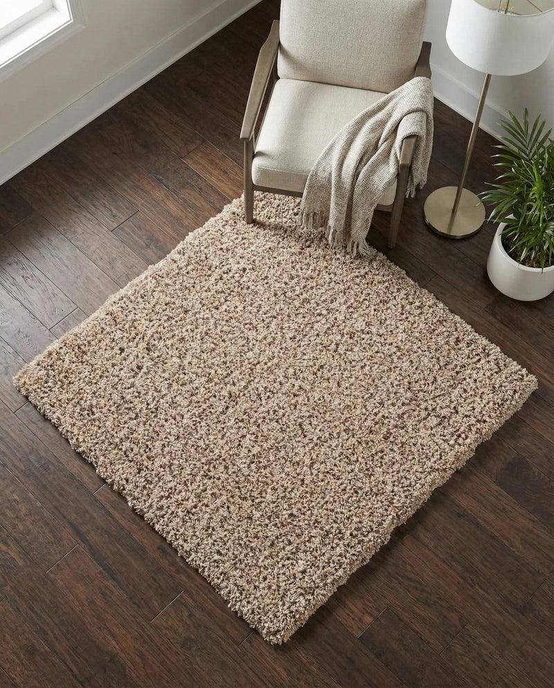 Plush Oasis Collection Area Rug - Serenity (Taupe) Square Taupe  lifestyle 63