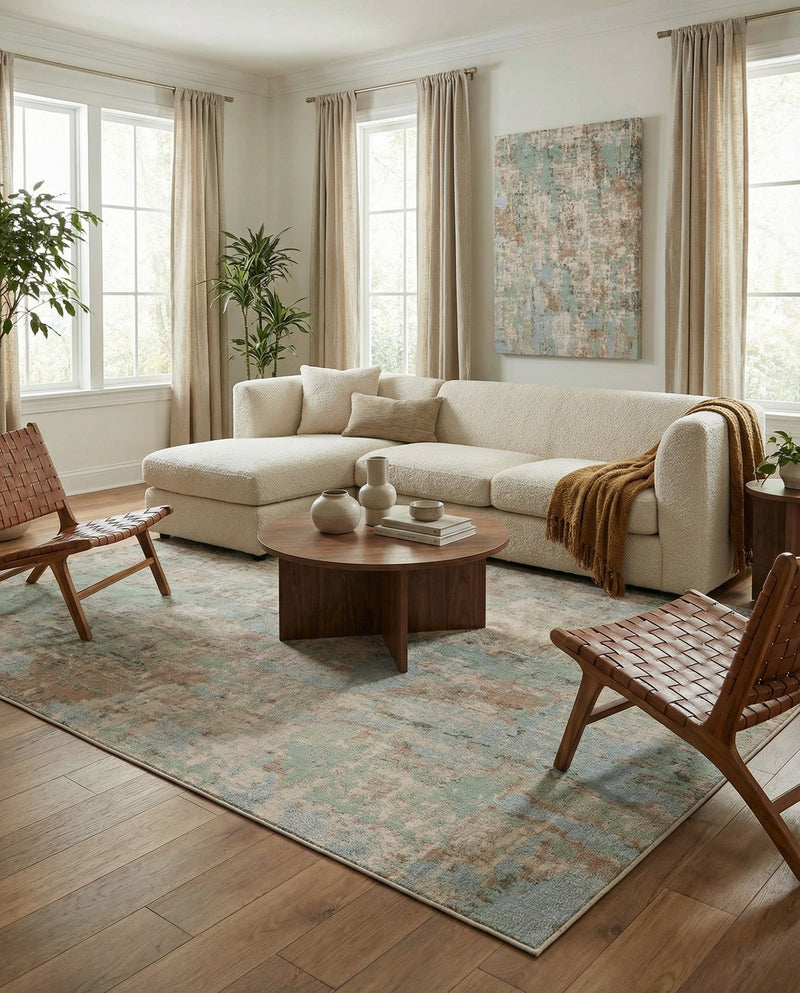 Lagoon Oasis Collection Area Rug -  Seagrass Rectangle Teal  lifestyle 44