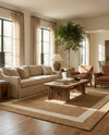 Savannah Borders Wool Collection Area Rug - Chatham Rectangle Latte Brown  lifestyle 67