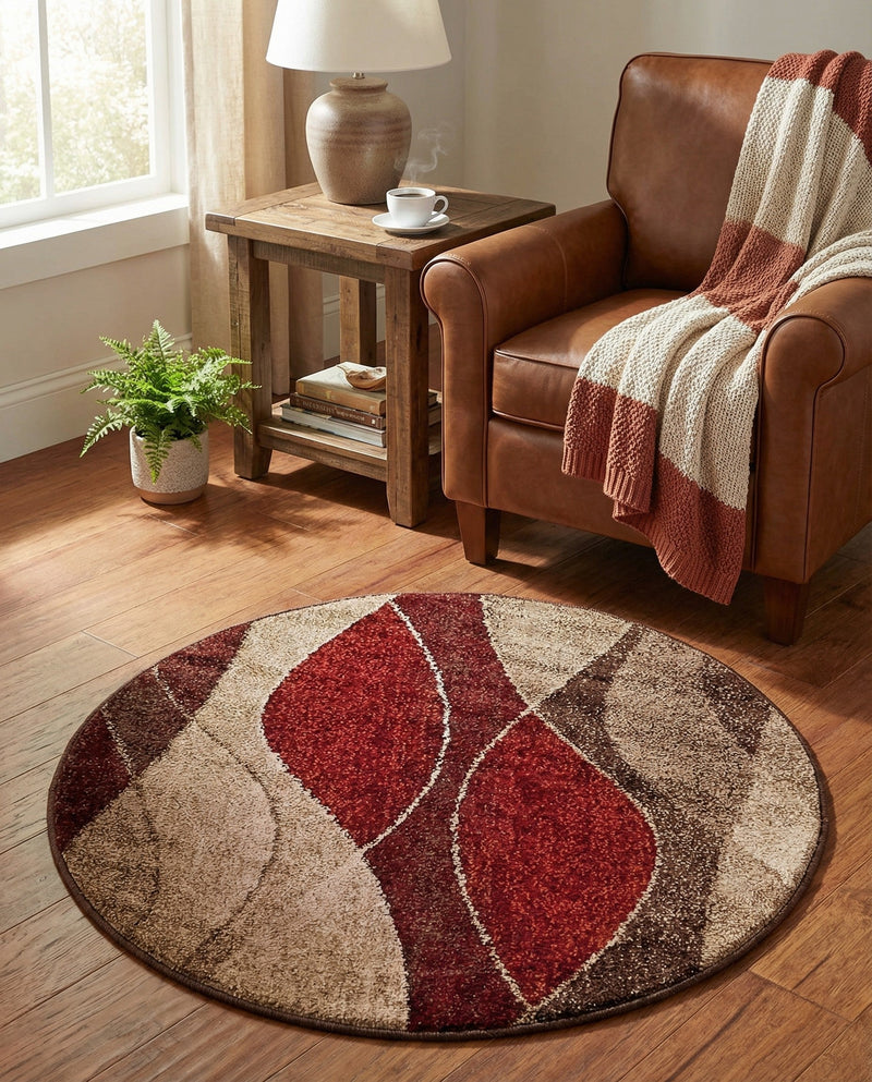 Autumn Meadow Collection Area Rug -  Emberglow Round Multi  lifestyle 61