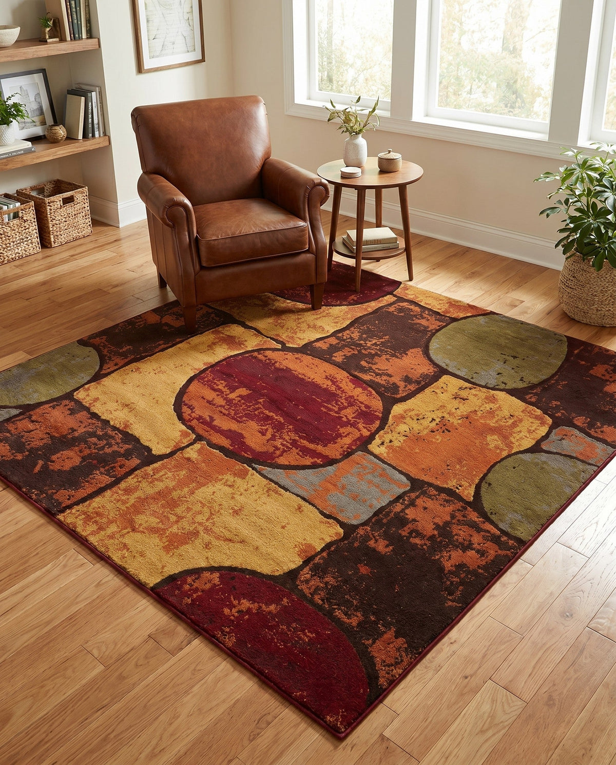 Bistro Lounge Collection Area Rug -  Cappuccino Square Multi  lifestyle 94