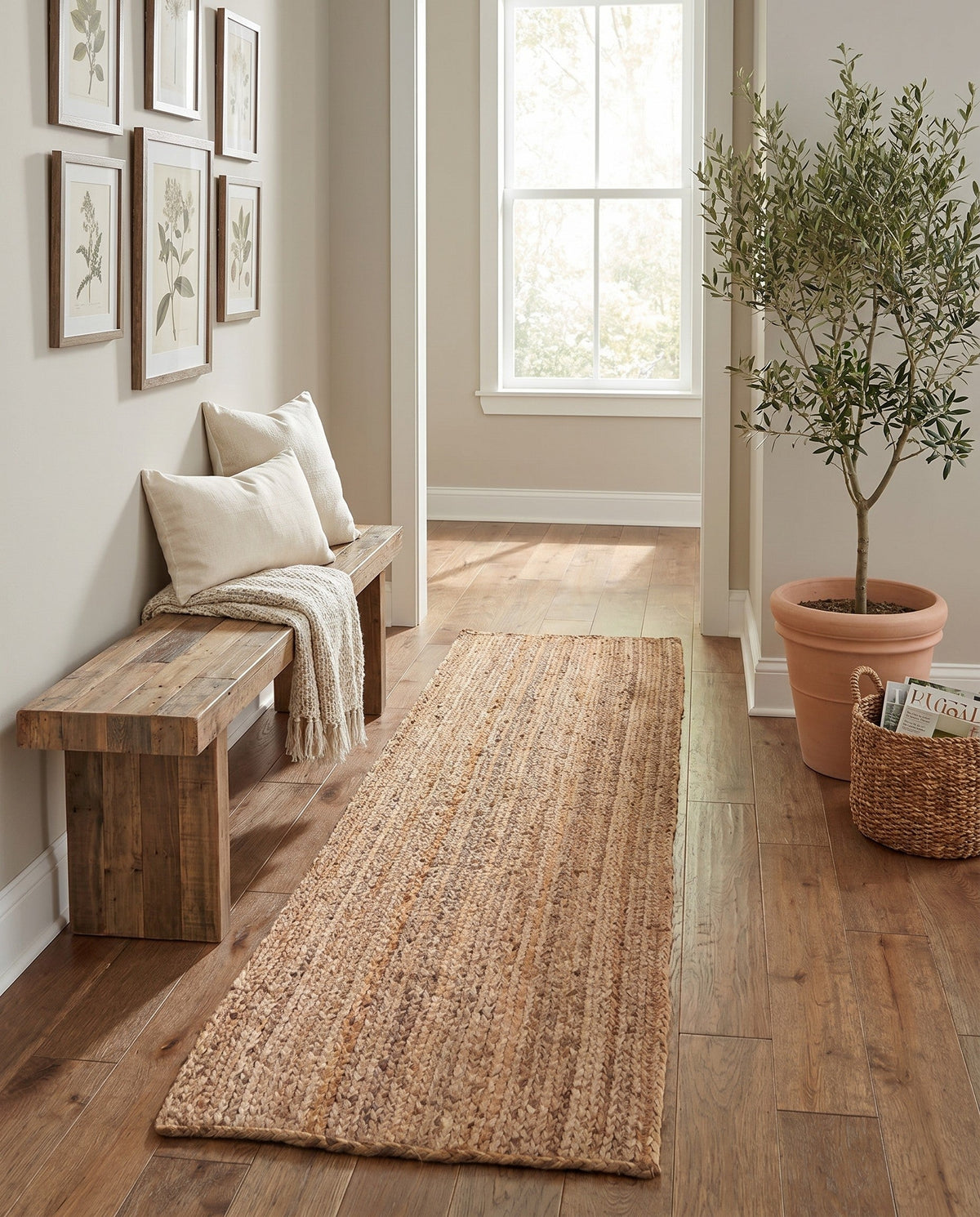 Woven Seaside Jute Collection Area Rug - Savannah (Natural) Runner Natural  lifestyle 133