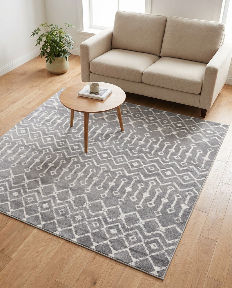 Marrakech Lattice Collection Area Rug - Medina (Gray) Square Gray  lifestyle 43