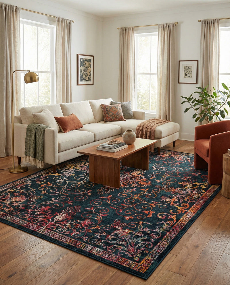 Brighton Terrace Collection Area Rug -  Saltdean Rectangle Navy Blue  lifestyle 38