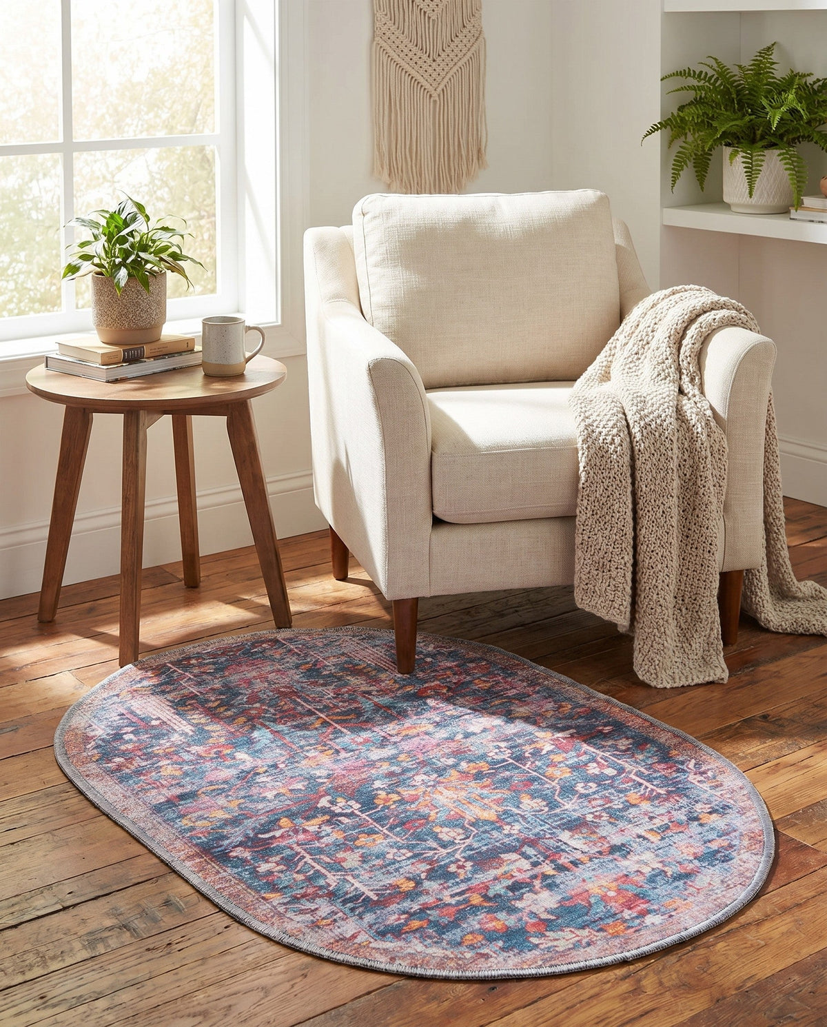 Zahara Oasis Collection Area Rug -  Nador Oval Navy Blue  lifestyle 89