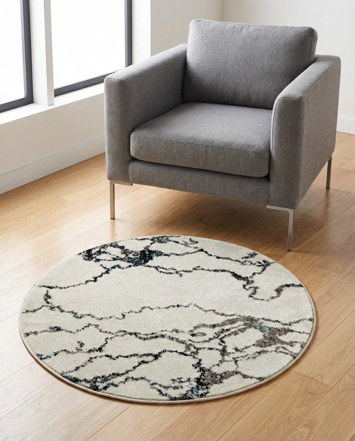 Brighton Terrace Collection Area Rug -  Aldrington Round Ivory  lifestyle 126