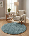 Eternal Plush Oasis Collection Area Rug -  Tranquility (Slate Blue) Round Slate Blue  lifestyle 33