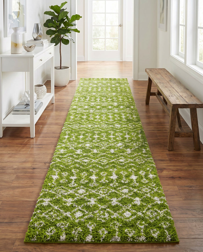 Berber Lattice Shag Collection Area Rug - Atlas (Green) Runner Green  lifestyle 69