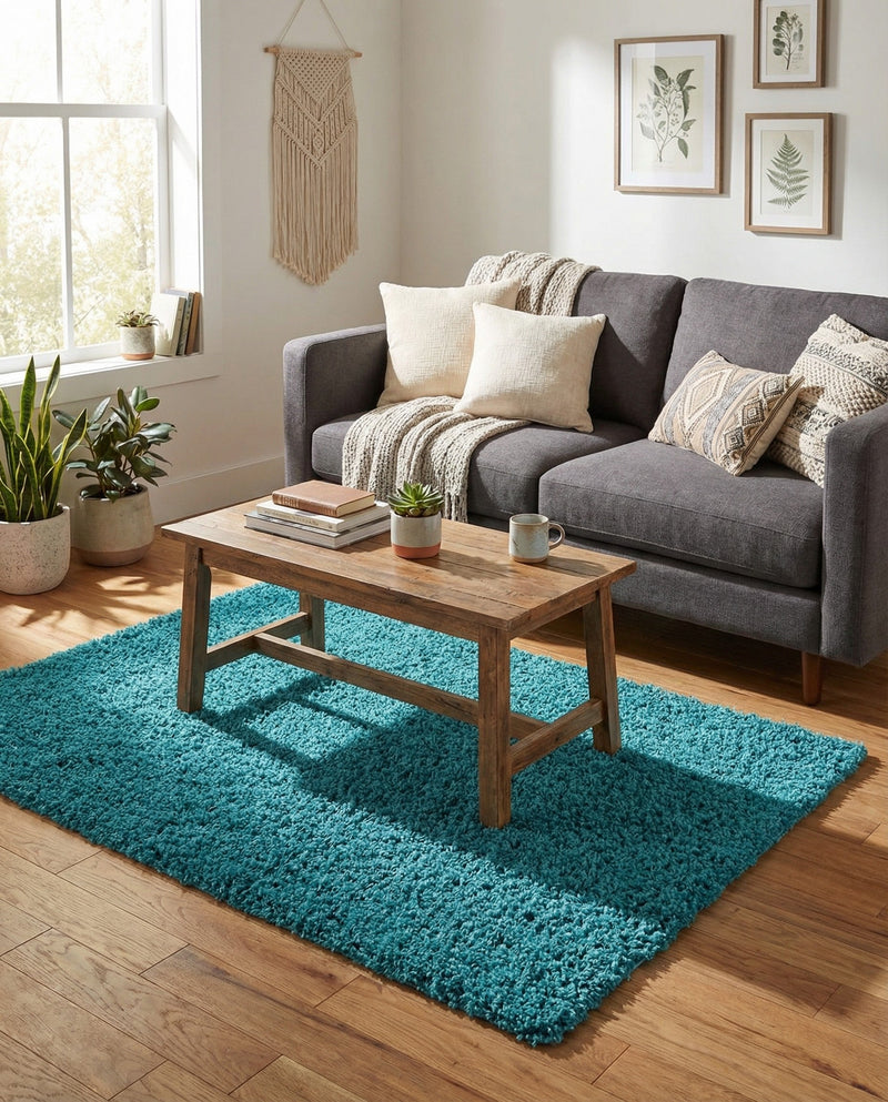Plush Oasis Collection Area Rug - Serenity (Deep Aqua Blue) Rectangle Deep Aqua Blue  lifestyle 11