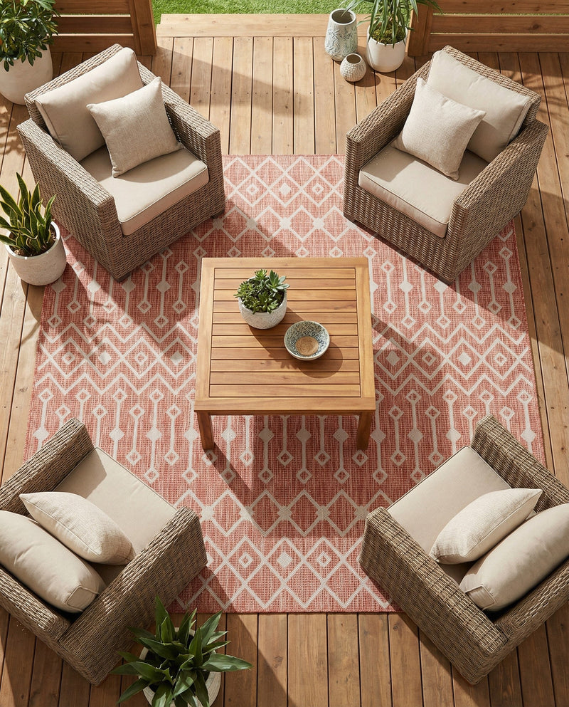 Savannah Pergola Collection Area Rug -  Pergola (Rust Red) Square Rust Red  lifestyle 32