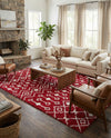 Berber Lattice Shag Collection Area Rug - Atlas (Burgundy Red) Rectangle Burgundy Red  lifestyle 4