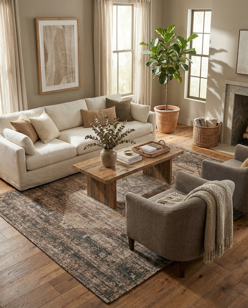 Savannah Threads Collection Area Rug - Sahara Rectangle Natural  lifestyle 13