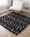 Berber Lattice Shag Collection Area Rug - Atlas (Black and White) Square Black and White  lifestyle 56