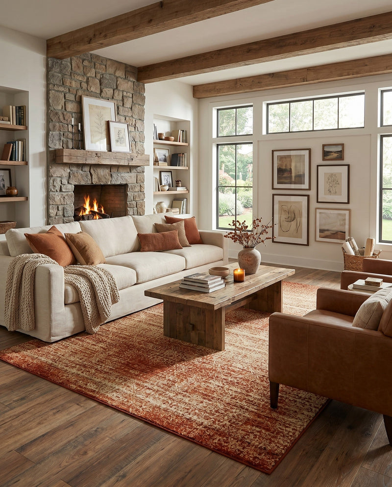 Autumn Meadow Collection Area Rug -  Ironbark Rectangle Terracotta  lifestyle 20