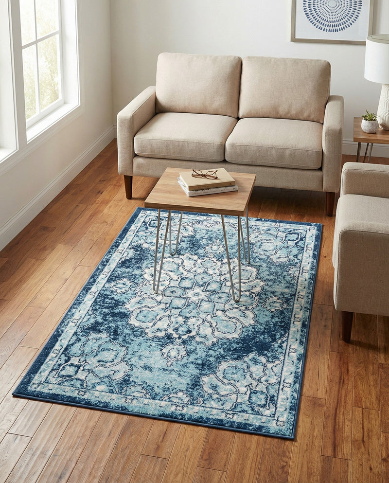 Beverly Grove Collection Area Rug - Melrose (Navy Blue) Rectangle Navy Blue  lifestyle 25