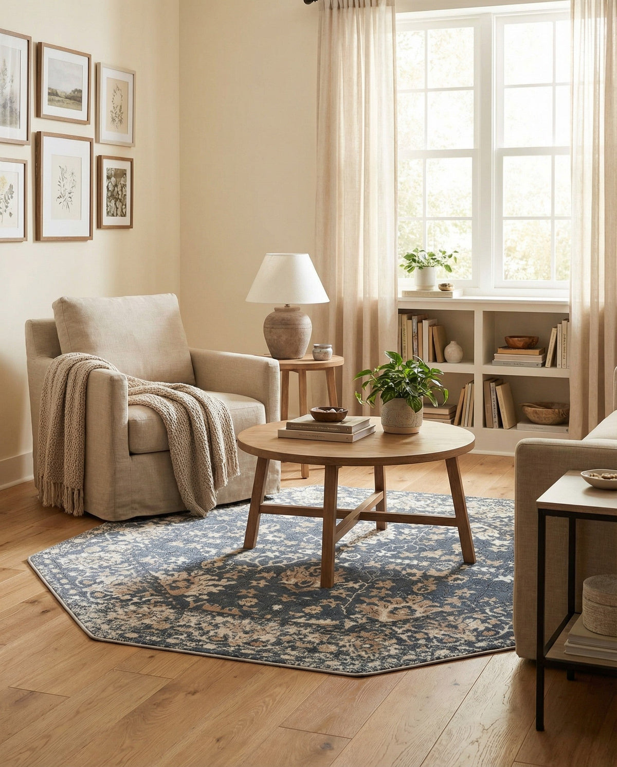 Cascade Range Collection Area Rug -  Shasta (Blue) Octagon Blue  lifestyle 89
