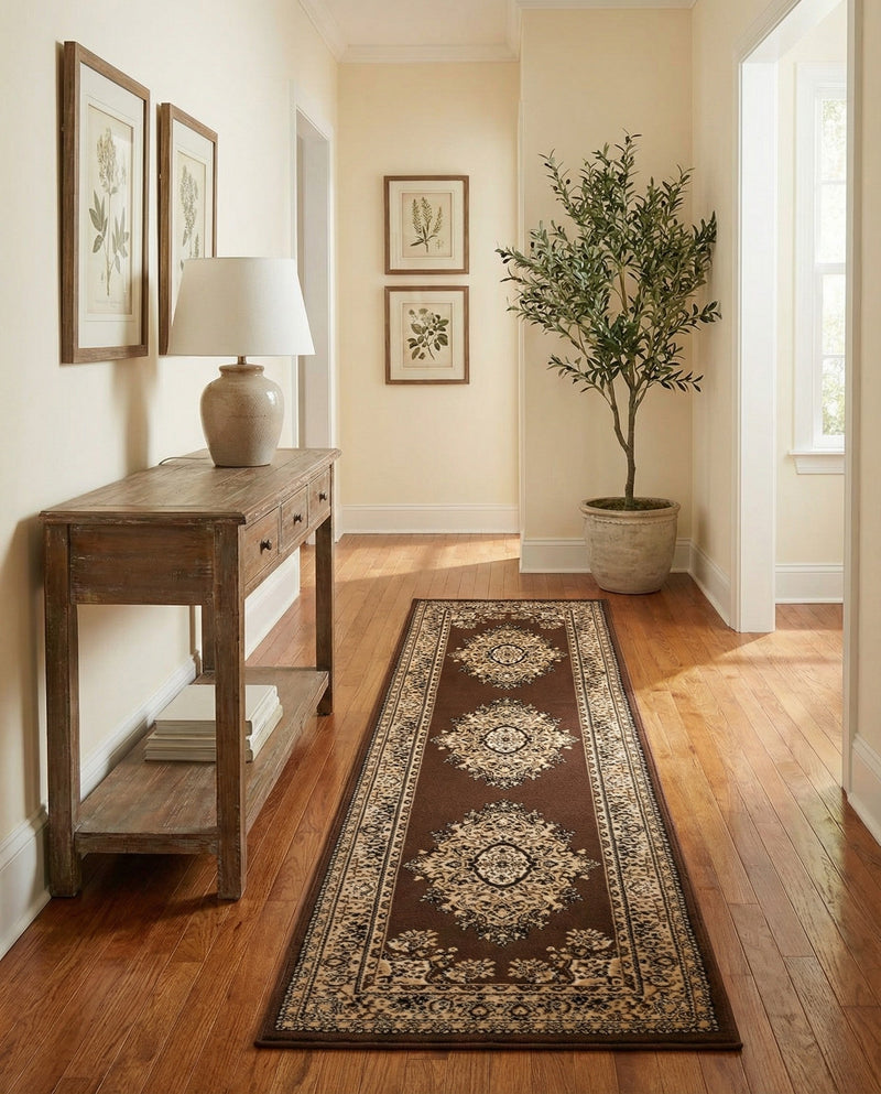 Tabriz Tapestry Collection Area Rug - Azerbaijan (Brown) Runner Brown  lifestyle 68