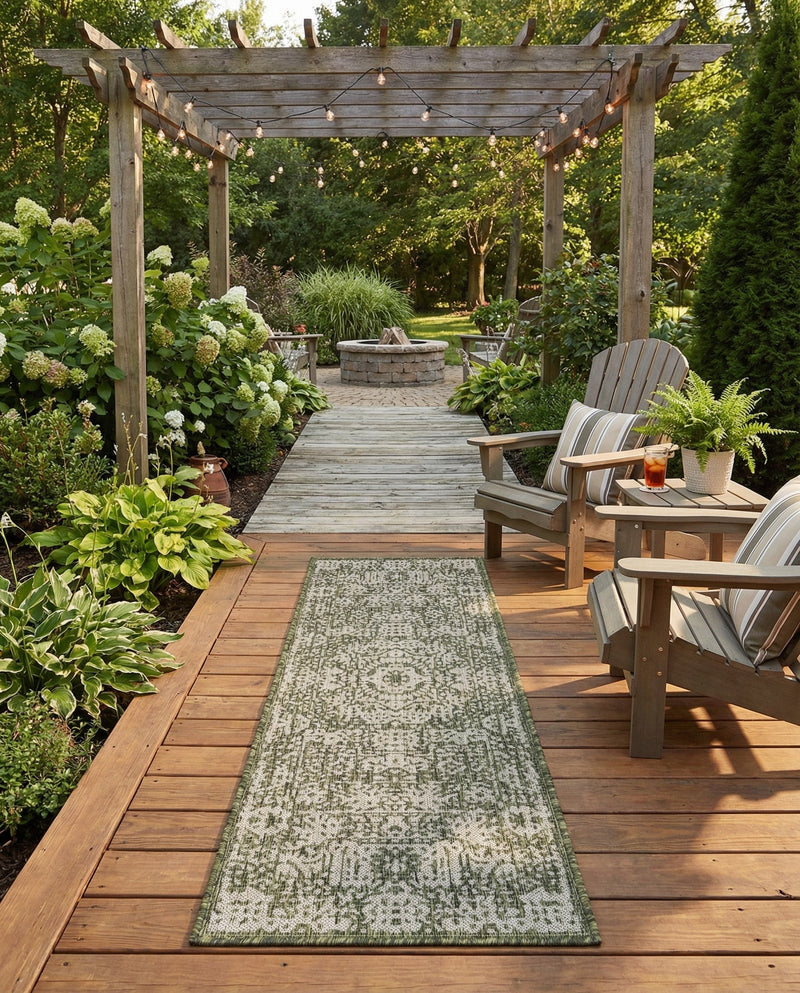 Patio Heritage Collection Area Rug - Savannah (Green) Runner Green  lifestyle 68