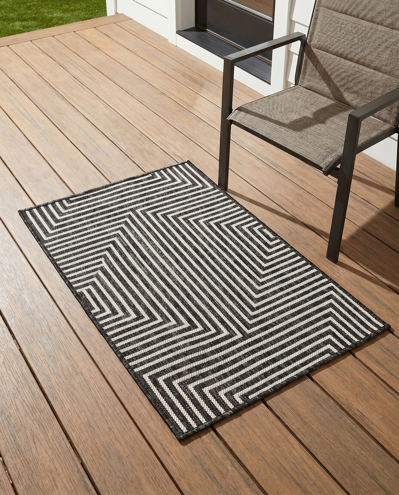 Urban Terrace Collection Area Rug -  Astoria (Black and White) Rectangle Black and White  lifestyle 4