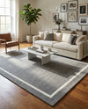 Savannah Borders Wool Collection Area Rug - Chatham Rectangle Earl Gray  lifestyle 77