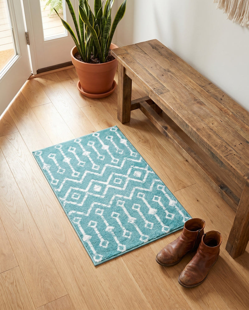 Marrakech Lattice Collection Area Rug - Medina (Turquoise) Rectangle Turquoise  lifestyle 23