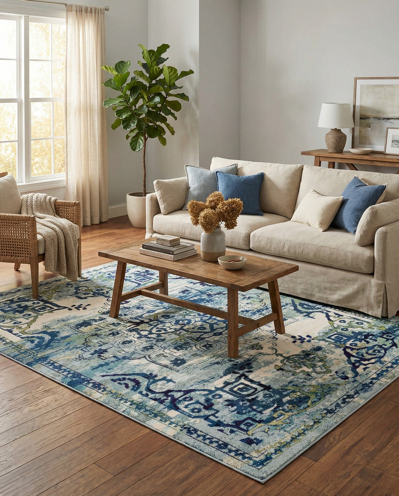 Chateau Elegance Collection Area Rug -  Riviera Rectangle Blue  lifestyle 13