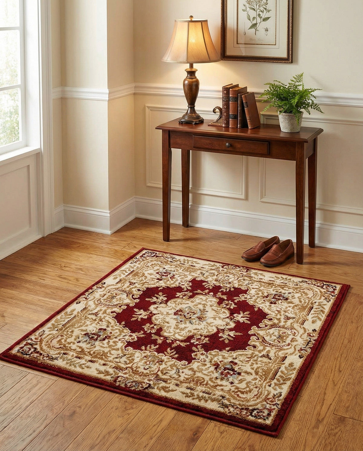 Versailles Elegance Collection Area Rug -  Vincennes Square Red  lifestyle 126