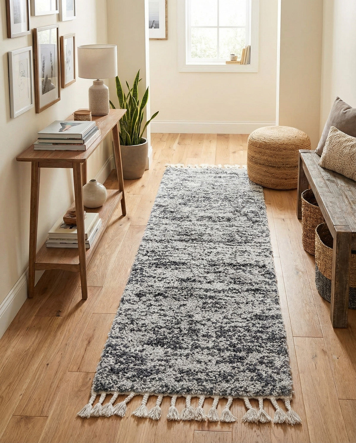 Cozy Cove Shag Collection Area Rug -  Harbor Runner Gray  lifestyle 100