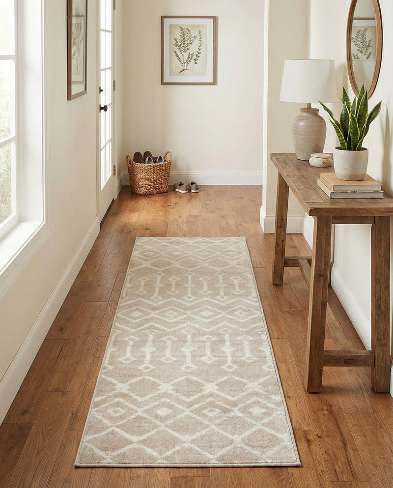 Marrakech Lattice Collection Area Rug - Medina (Beige) Runner Beige  lifestyle 52