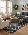 Lattice Gardens Collection Area Rug -  Bloomfield (Black) Rectangle Black  lifestyle 4