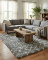Berber Lattice Shag Collection Area Rug - Atlas (Gray) Rectangle Gray  lifestyle 4