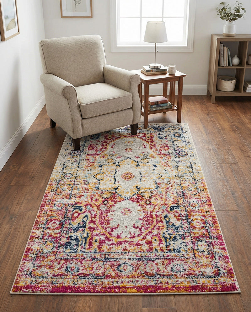 Parisian Elegance Collection Area Rug - Versailles (Pink Gray) Rectangle Pink Gray  lifestyle 33