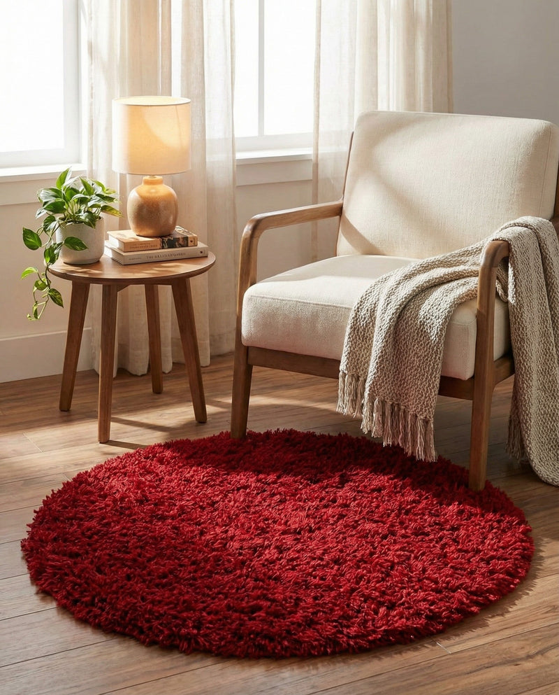Eternal Plush Oasis Collection Area Rug -  Tranquility (Merlot) Round Merlot  lifestyle 41