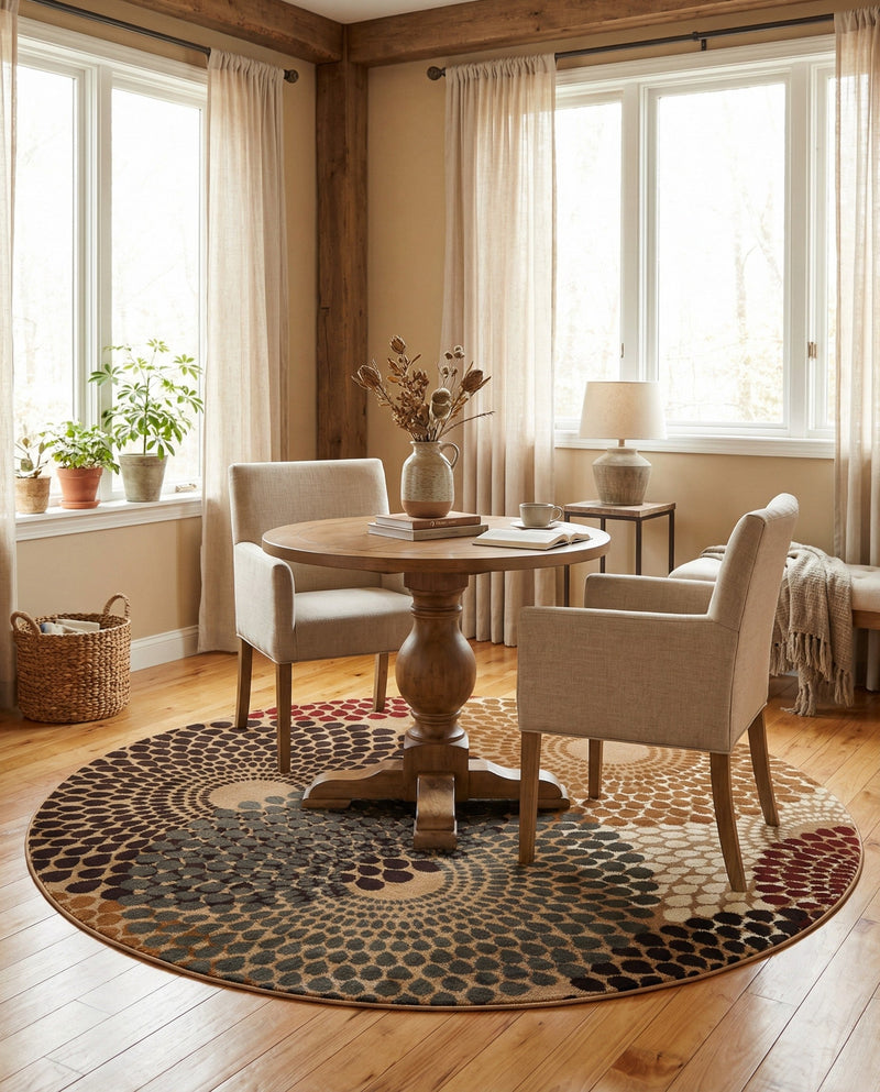 Bistro Lounge Collection Area Rug -  Cappuccino Round Beige  lifestyle 50