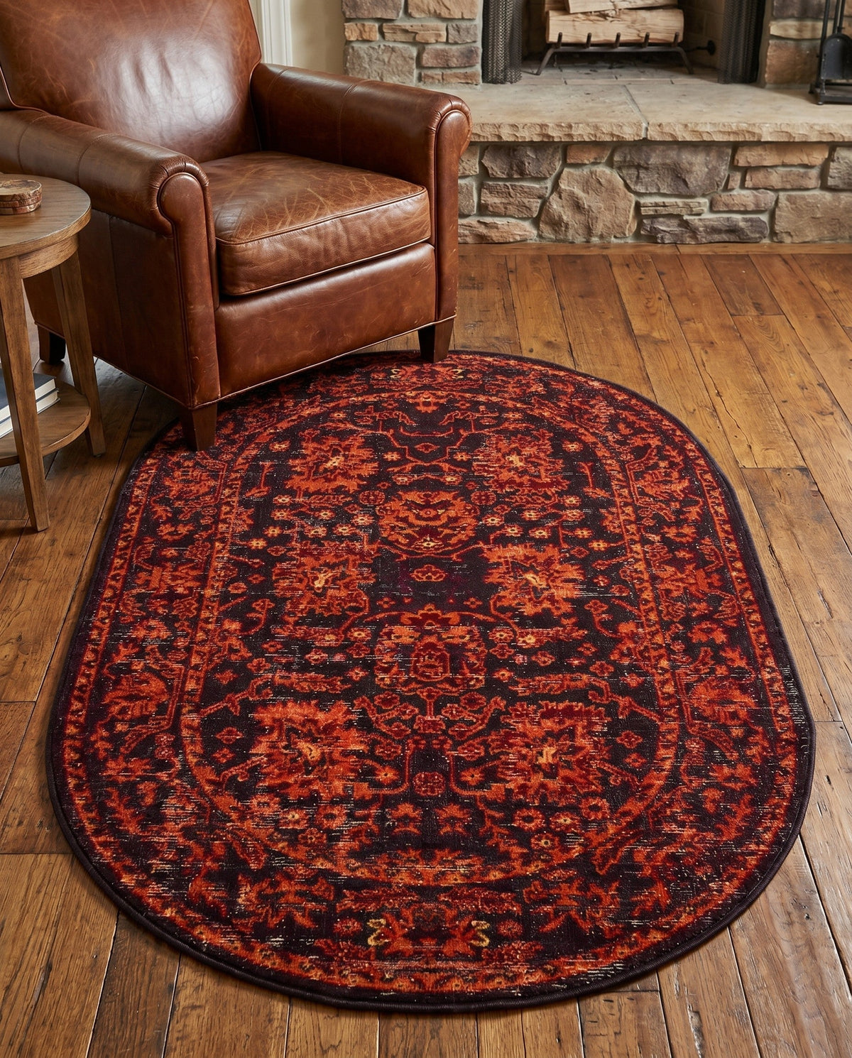 Geneva Terrace Collection Area Rug -  Lausanne Oval Black  lifestyle 195