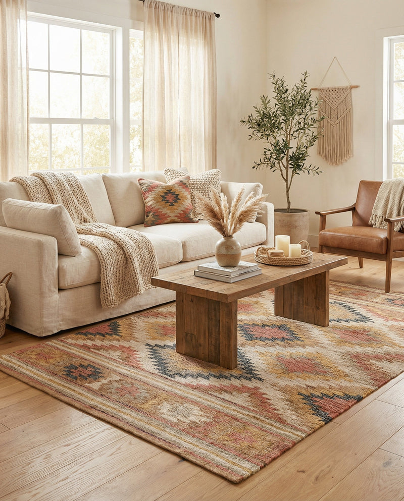 Desert Weave Jute Collection Area Rug - Sahara Rectangle Multi  lifestyle 13