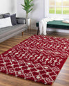 Berber Lattice Shag Collection Area Rug - Atlas (Burgundy Red) Rectangle Burgundy Red  lifestyle 5