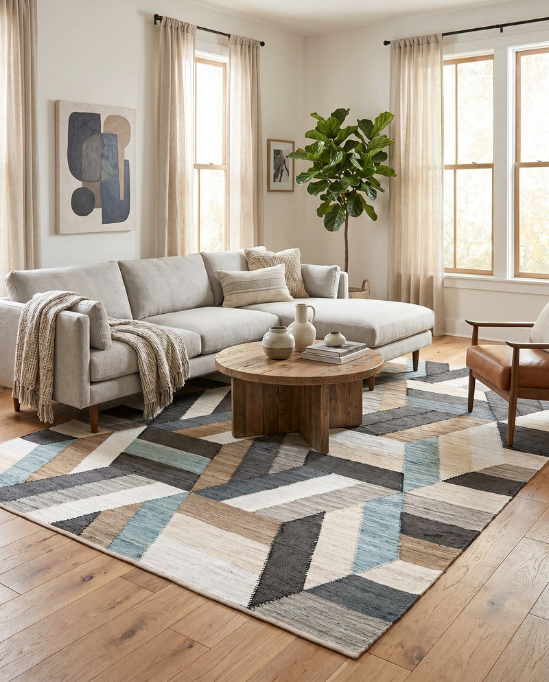 Thar Cotton Collection Area Rug -  Cochin Rectangle Blue  lifestyle 4