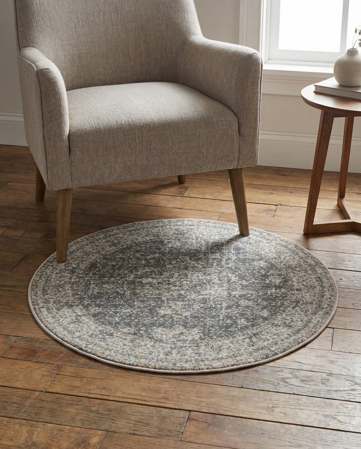 Caribbean Breeze Collection Area Rug -  Utila Round Fume Gray  lifestyle 98